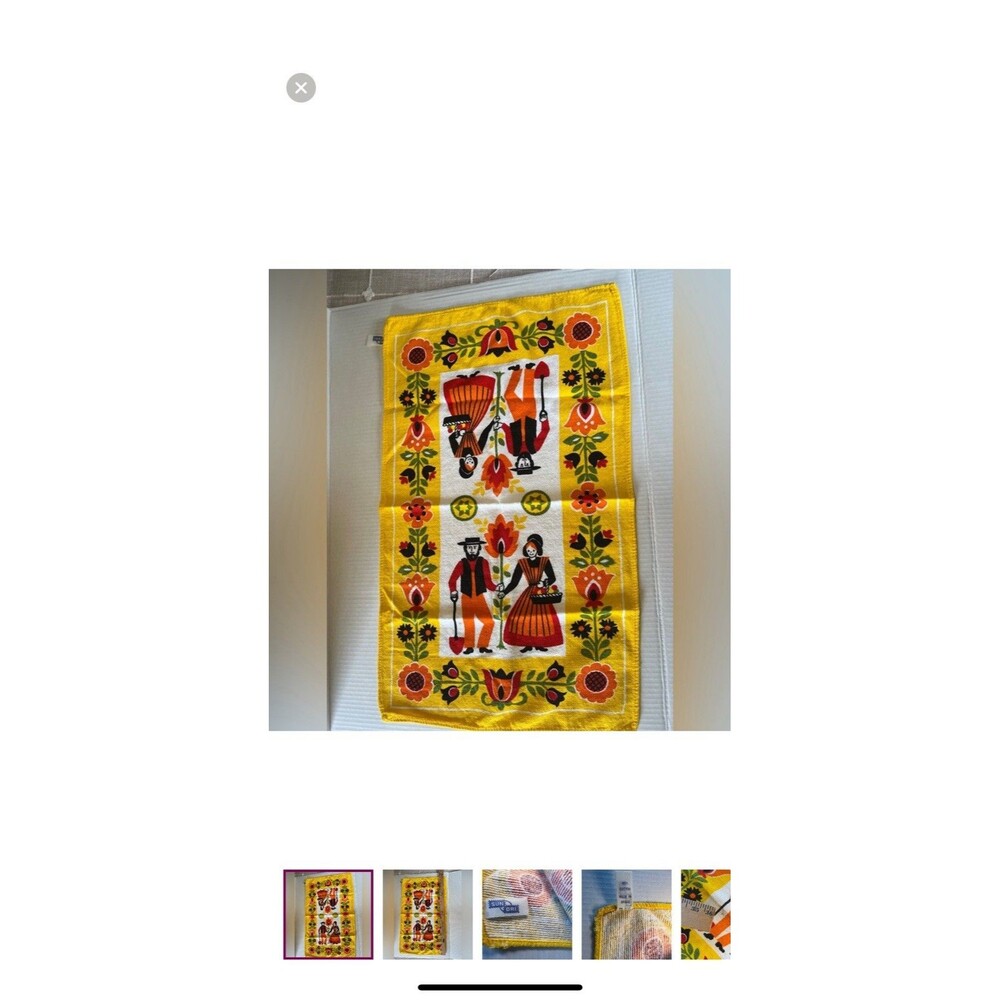 Vintage 70s Sun-Dri Linen Kitchen Tea Dish Towel Scandinavian Dutch Amish Couple